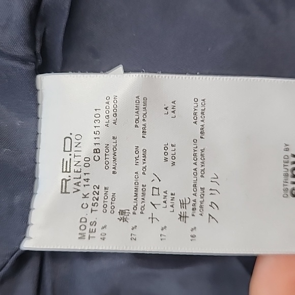 RED VALENTINO NAVY MADE IN ITALY LINED COTTEN N WOOL BLEN EMBOSSED PEA COAT EU46 - Picture 7 of 11